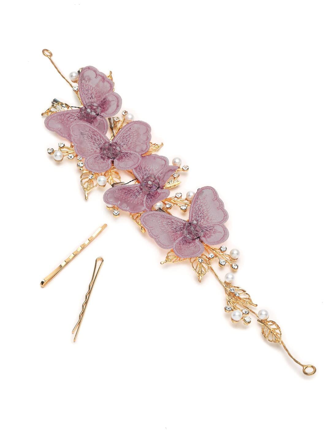 Women Purple & Gold-Toned Beaded Hair Accessory Set